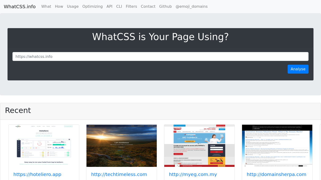 WhatCSS? Landing page