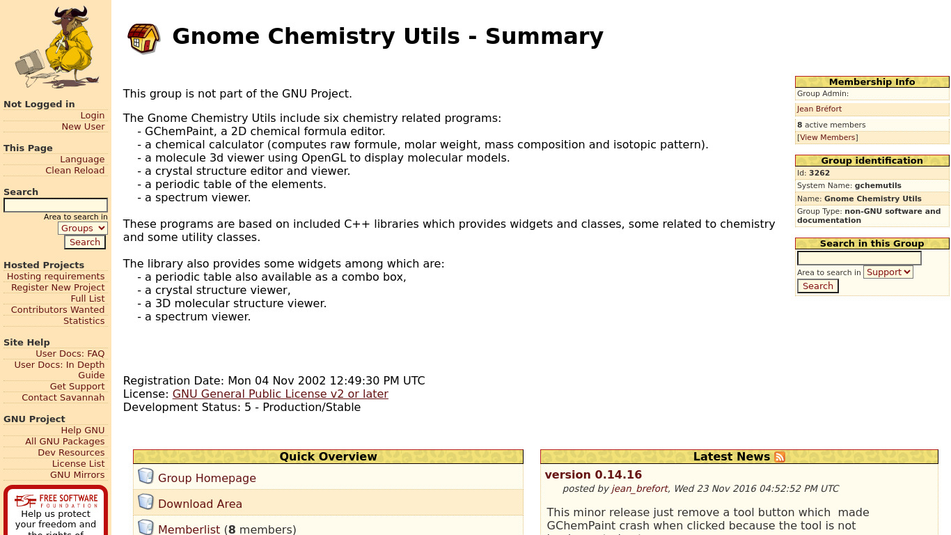 Gnome Chemistry Utils Landing page