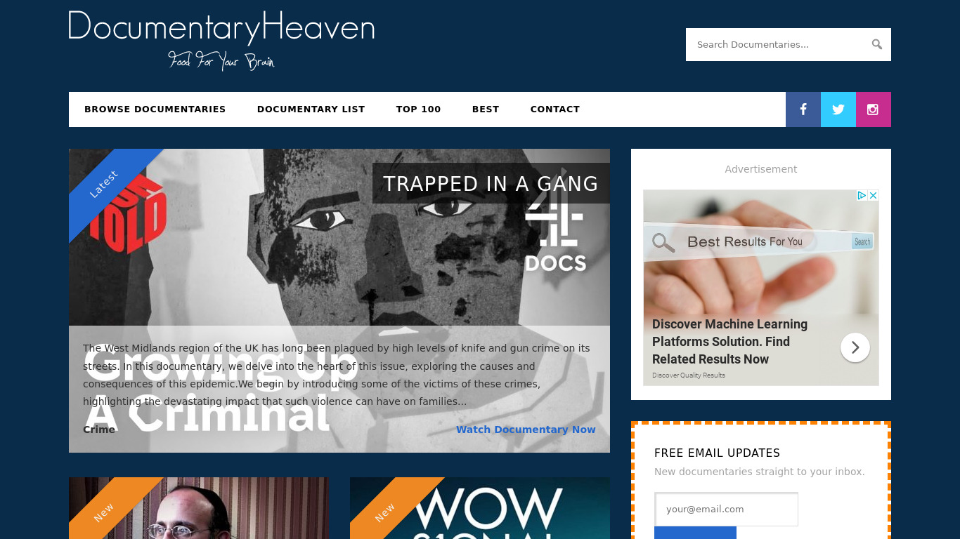 Documentary Heaven Landing page