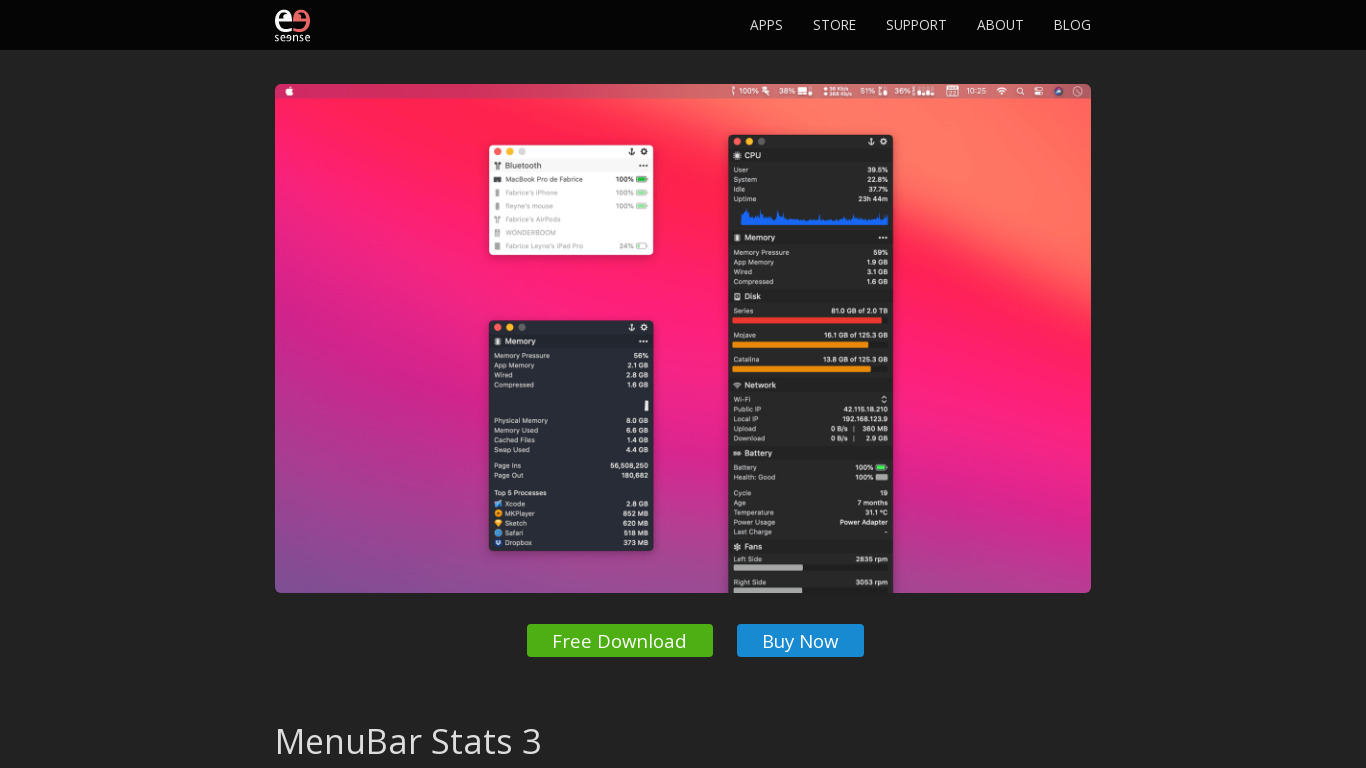 MenuBar Stats Landing page