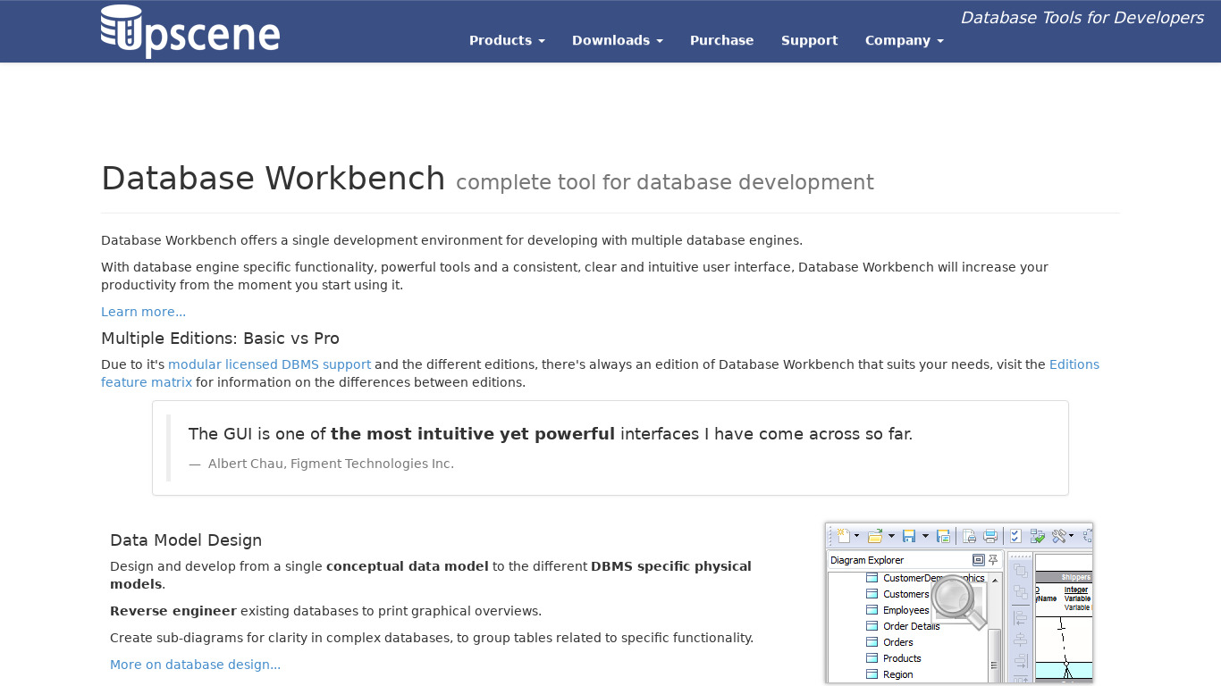 Database Workbench Landing page
