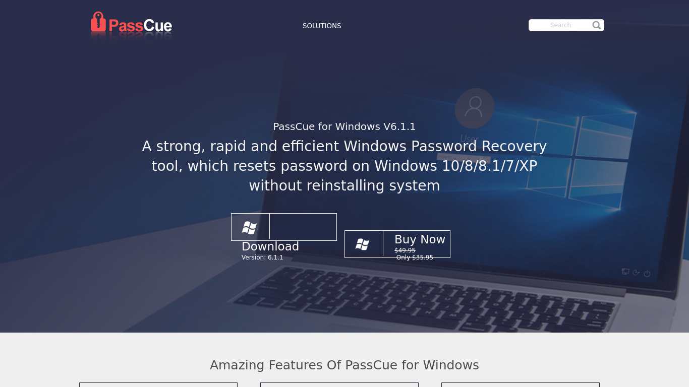 PassCue for Windows Landing page