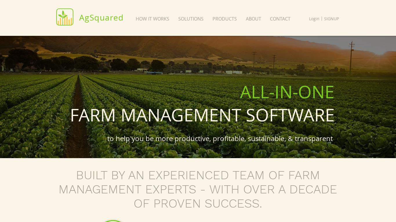 AgSquared Landing page