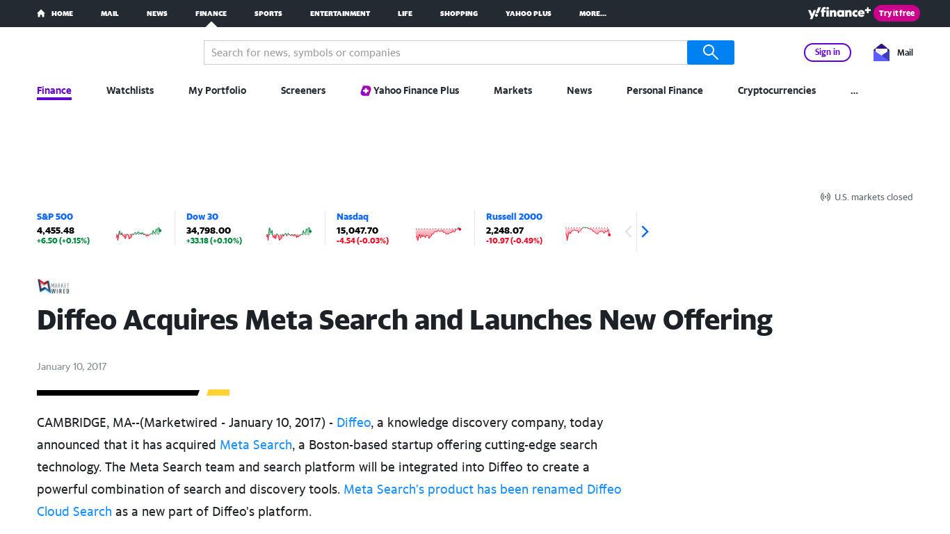 Meta Search Landing page