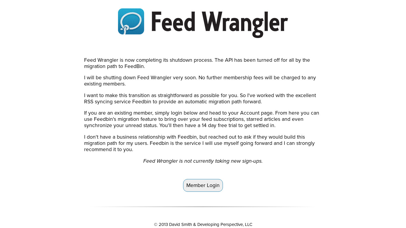 Feed Wrangler Landing page