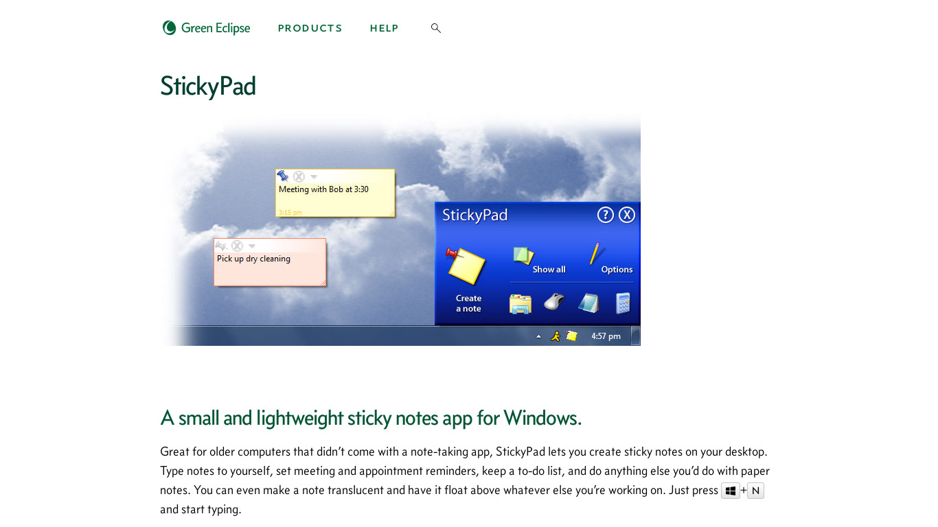 StickyPad Landing page