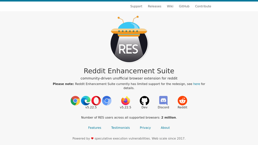 Reddit Enhancement Suite Landing Page
