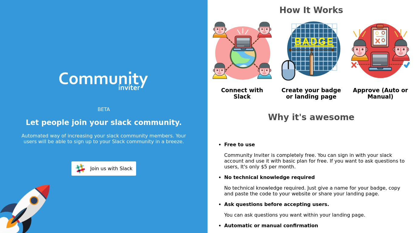 Community Inviter Landing page