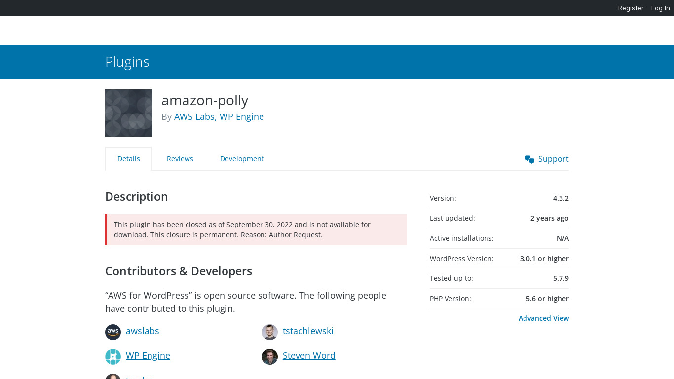 Amazon Polly for WordPress Landing page