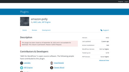 Amazon Polly for WordPress screenshot