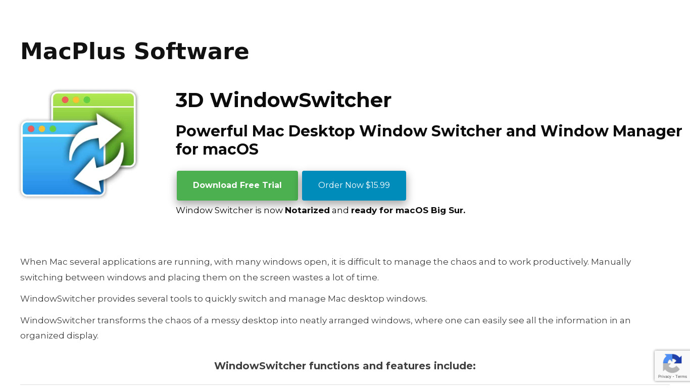 WindowSwitcher for Mac Landing page