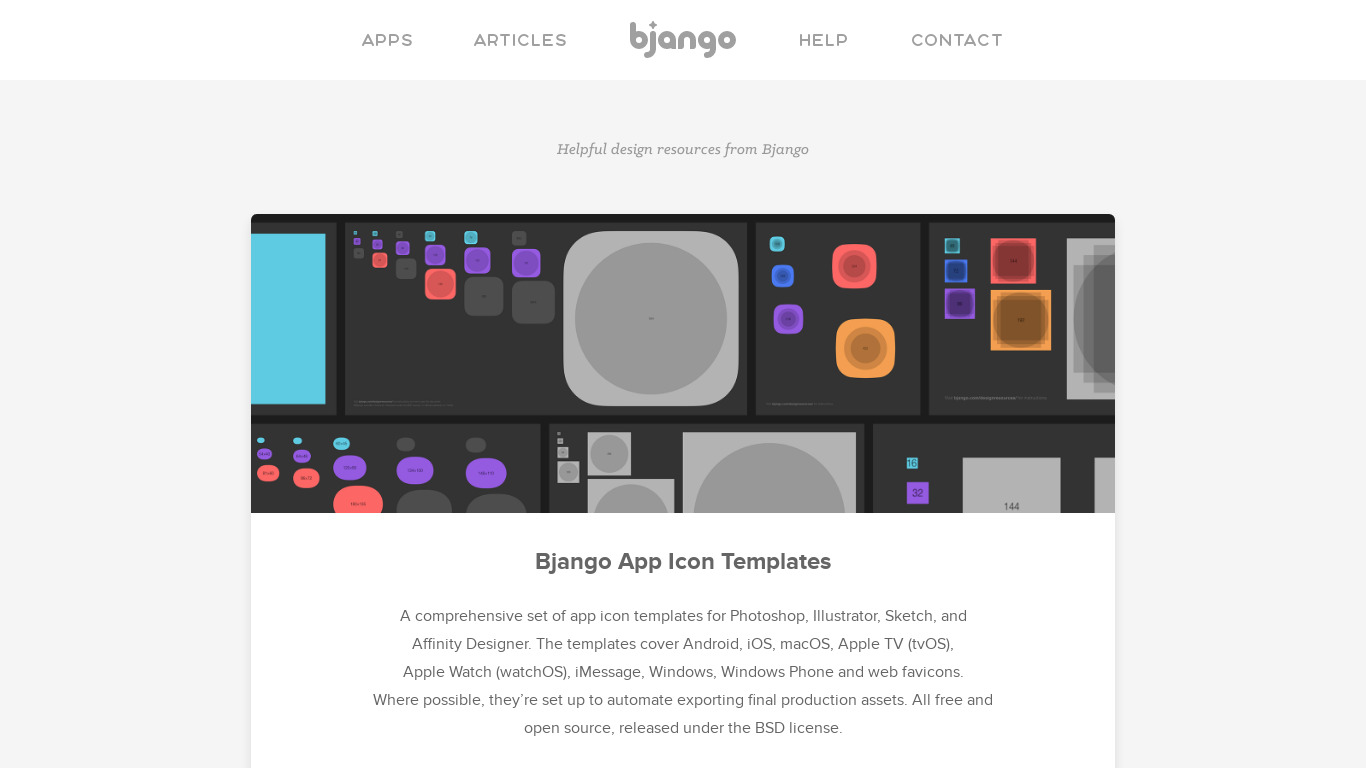 Bjango App Icon Templates Landing page