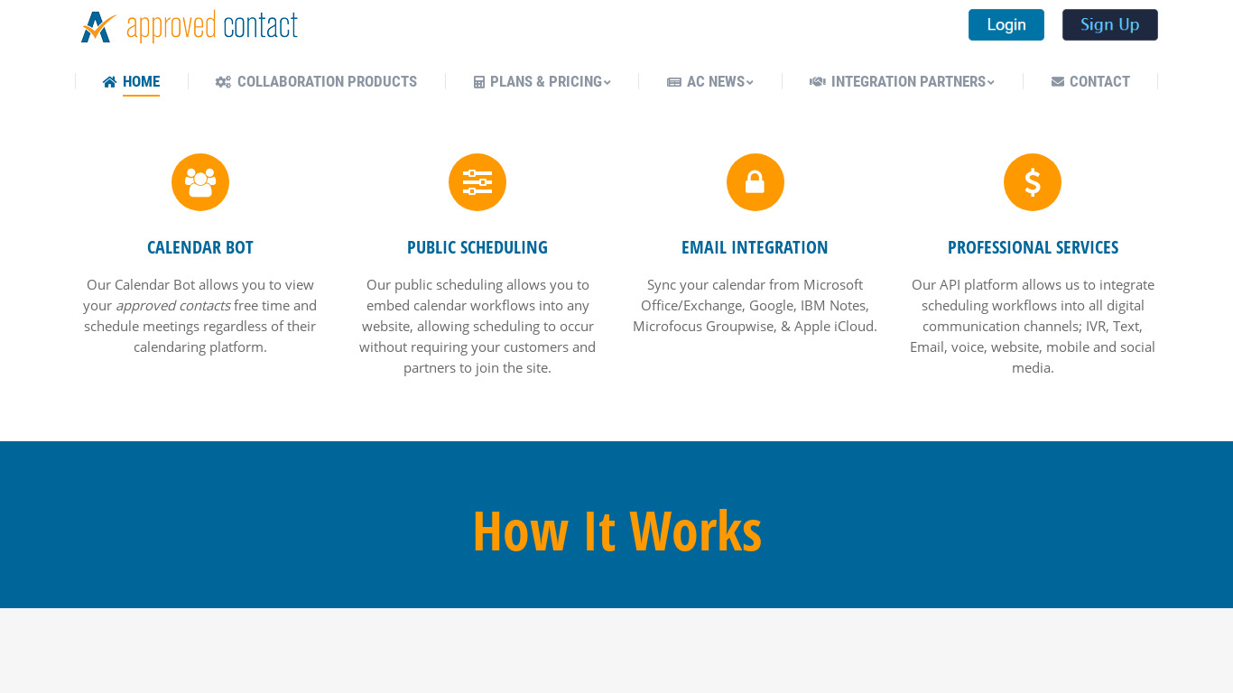Approved Contact Landing page