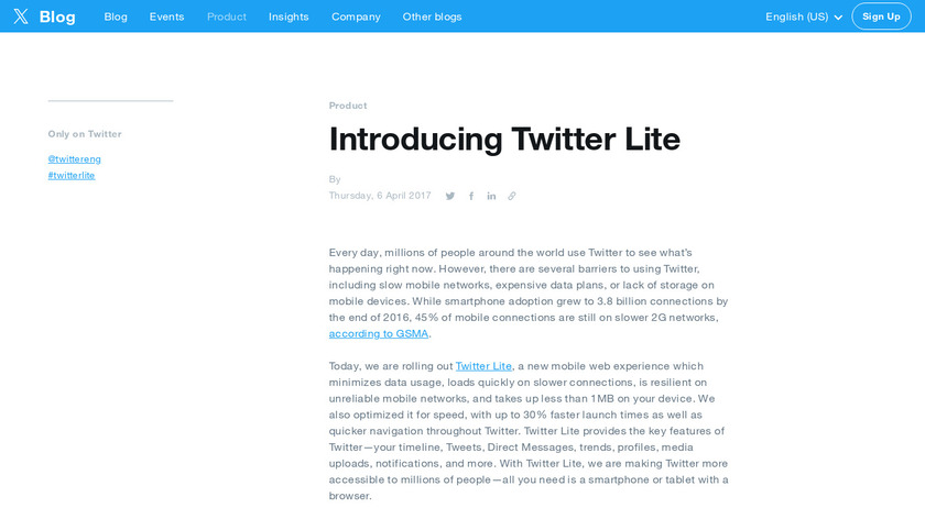 Twitter Lite Landing Page