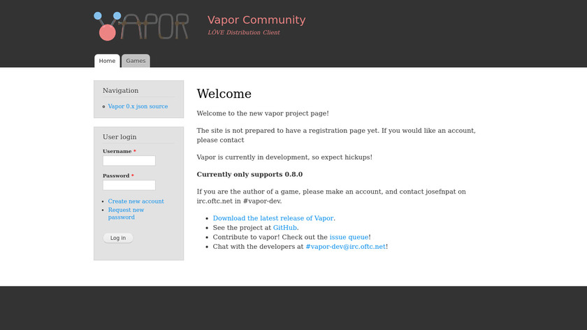 Vapor — LÖVE Distribution Client Landing Page
