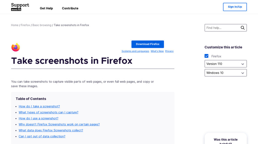 Firefox Screenshots Landing Page