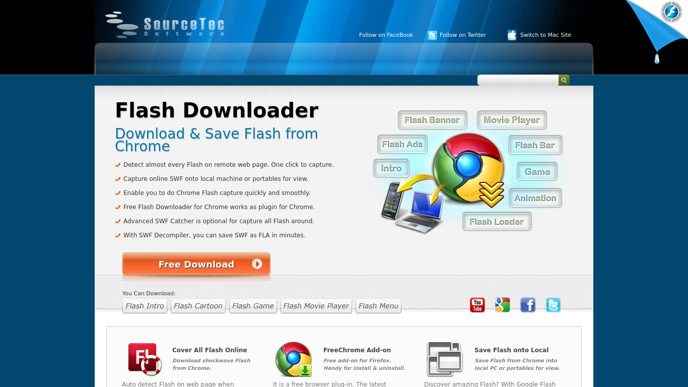 Sothink Flash Downloader Landing page