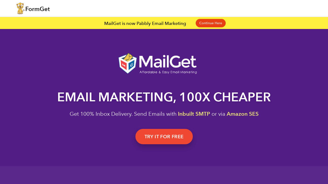 MailGet Landing page