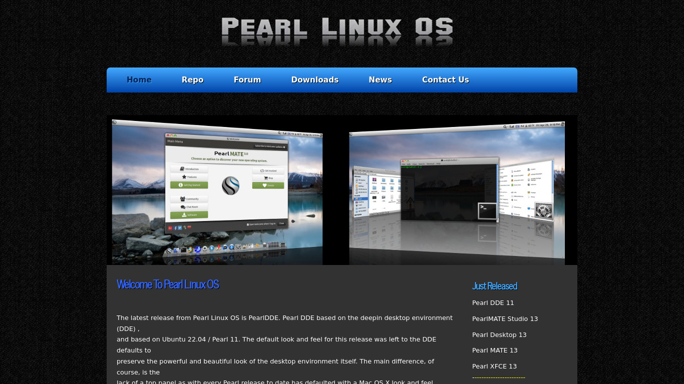 Pearl OS Landing page