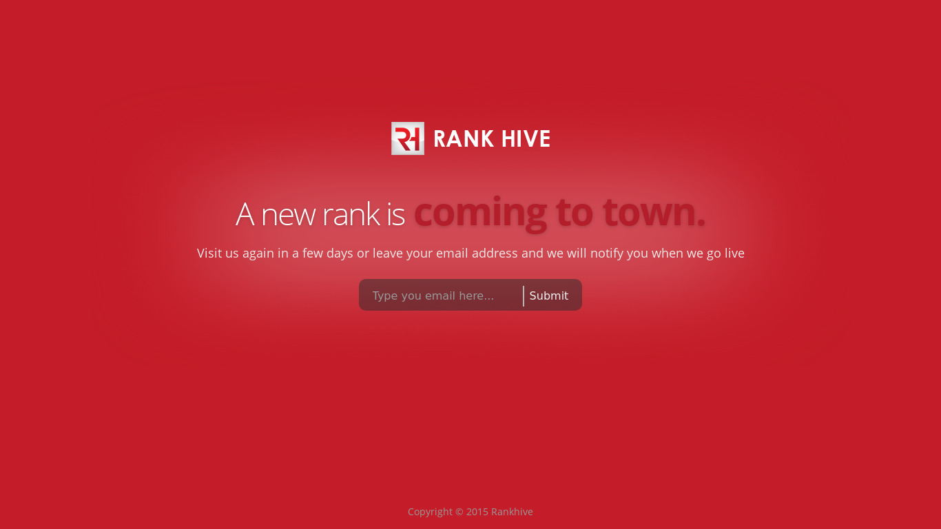 Rank Hive Landing page