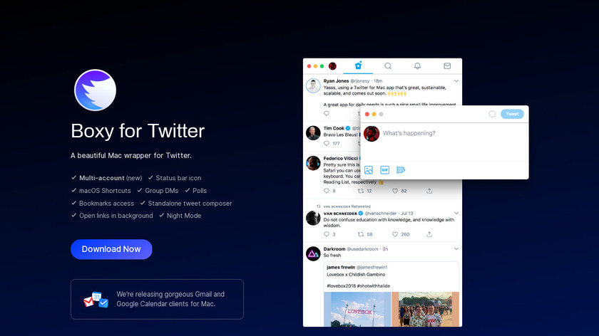 Boxy for Twitter Landing Page