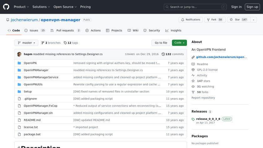 OpenVPN Manager Landing Page