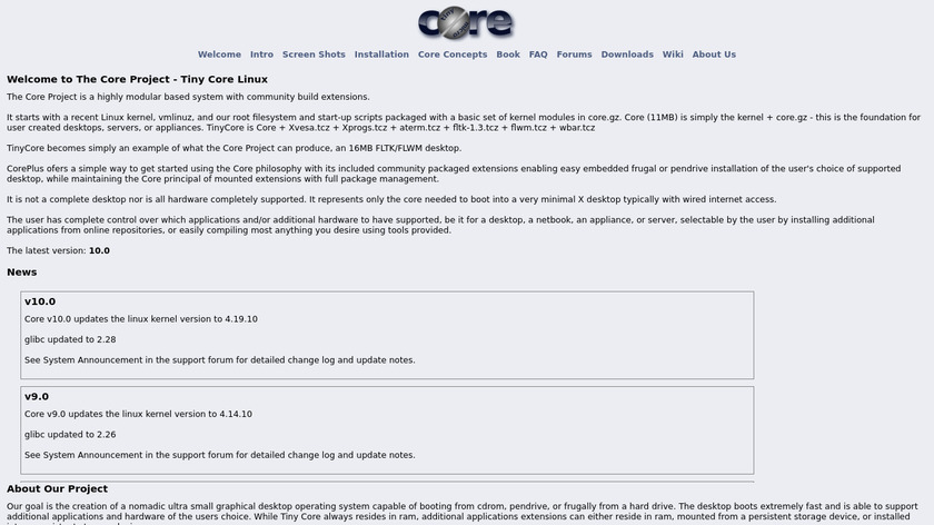 Tiny Core Linux Landing Page