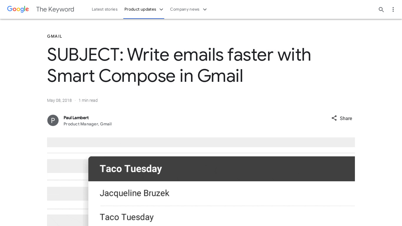 Smart Compose in Gmail Landing page