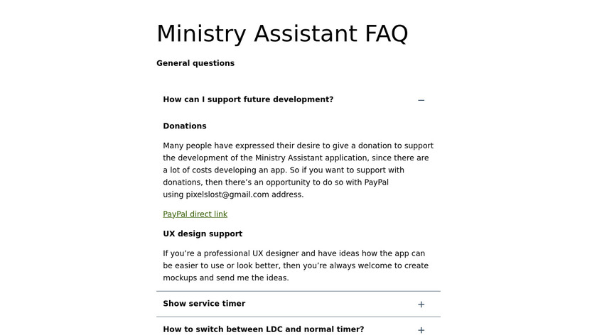 Ministry Assistant Landing Page