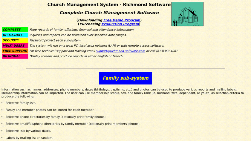Richmond Church Management System Landing Page
