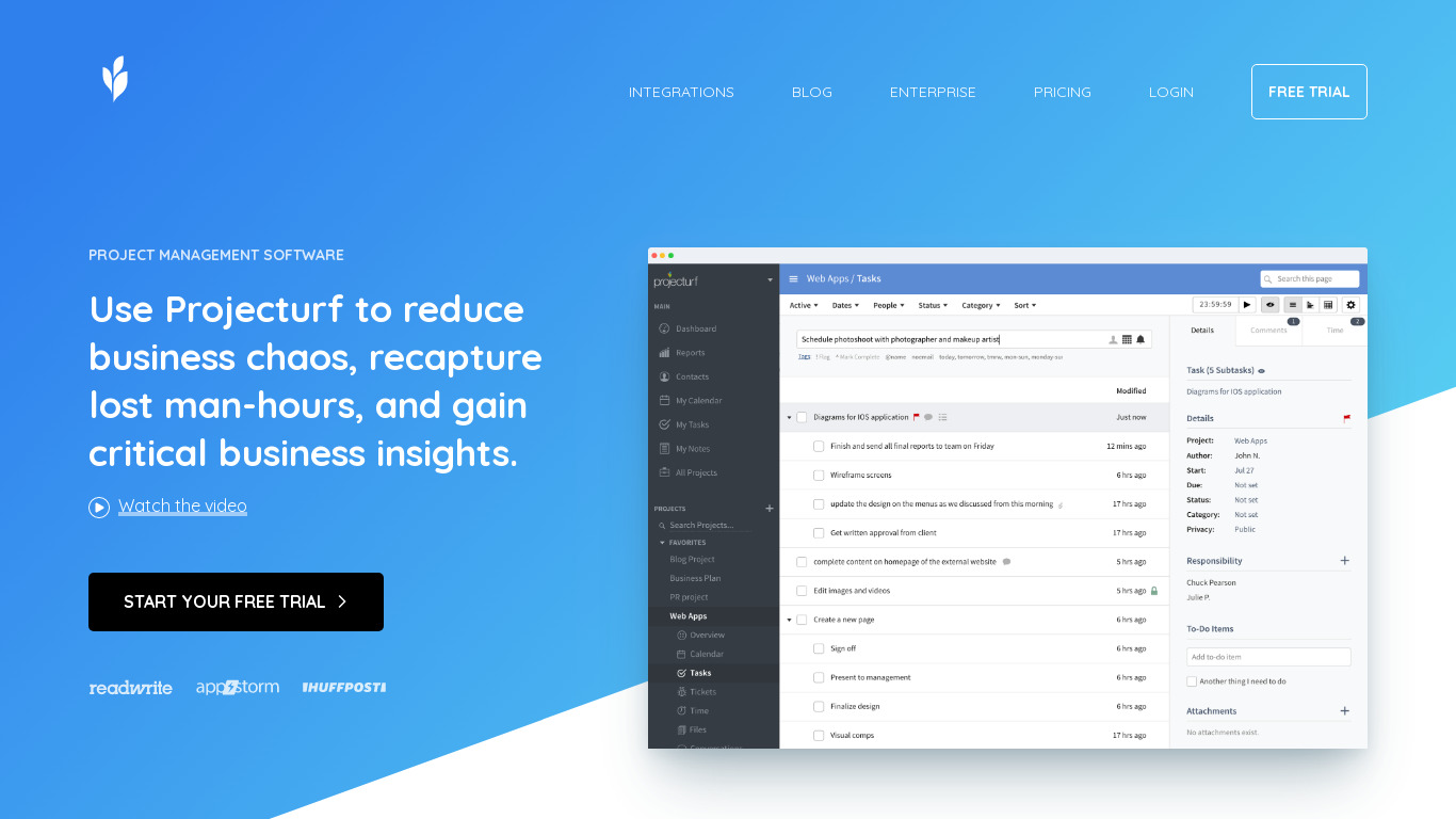 Projecturf Landing page
