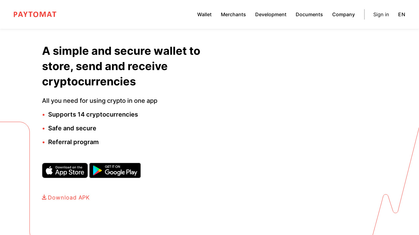 Paytomat Wallet Landing page