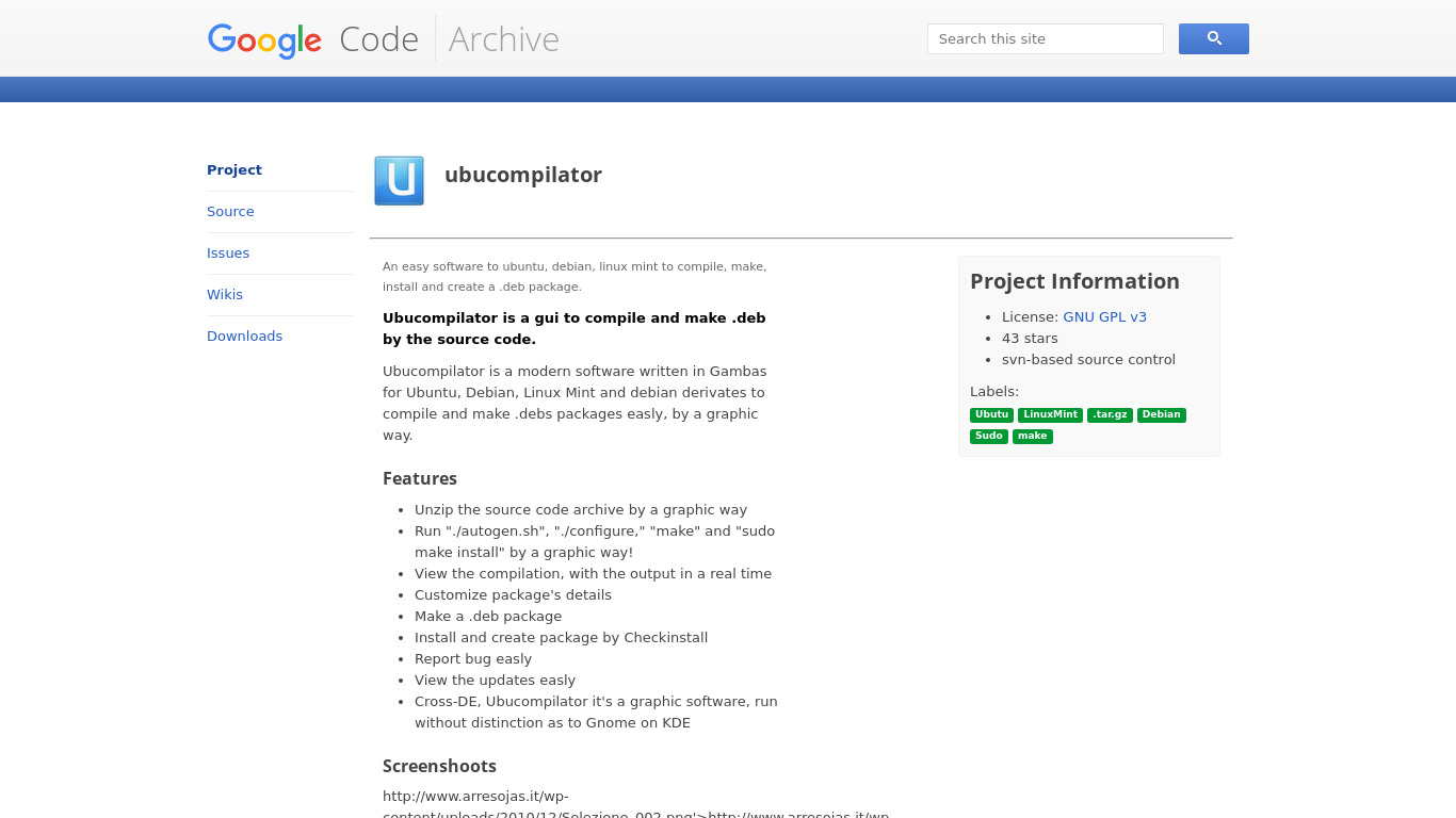 Ubucompilator Landing page
