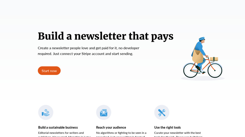 Paid newsletters by Revue Landing Page