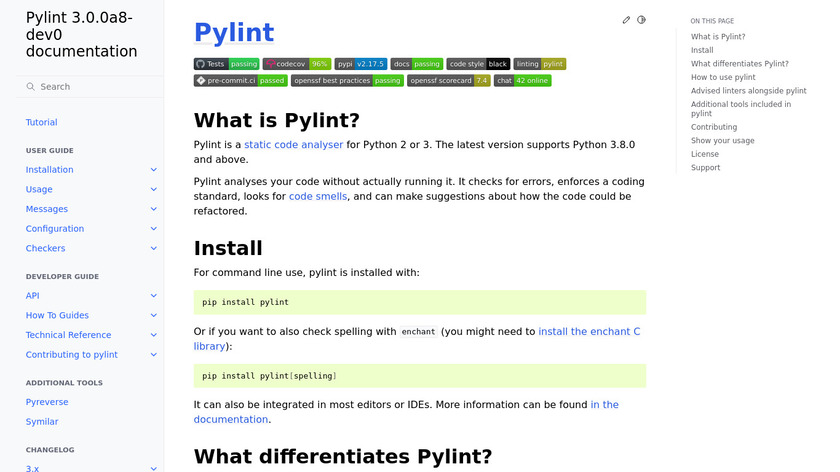 PyLint Landing Page