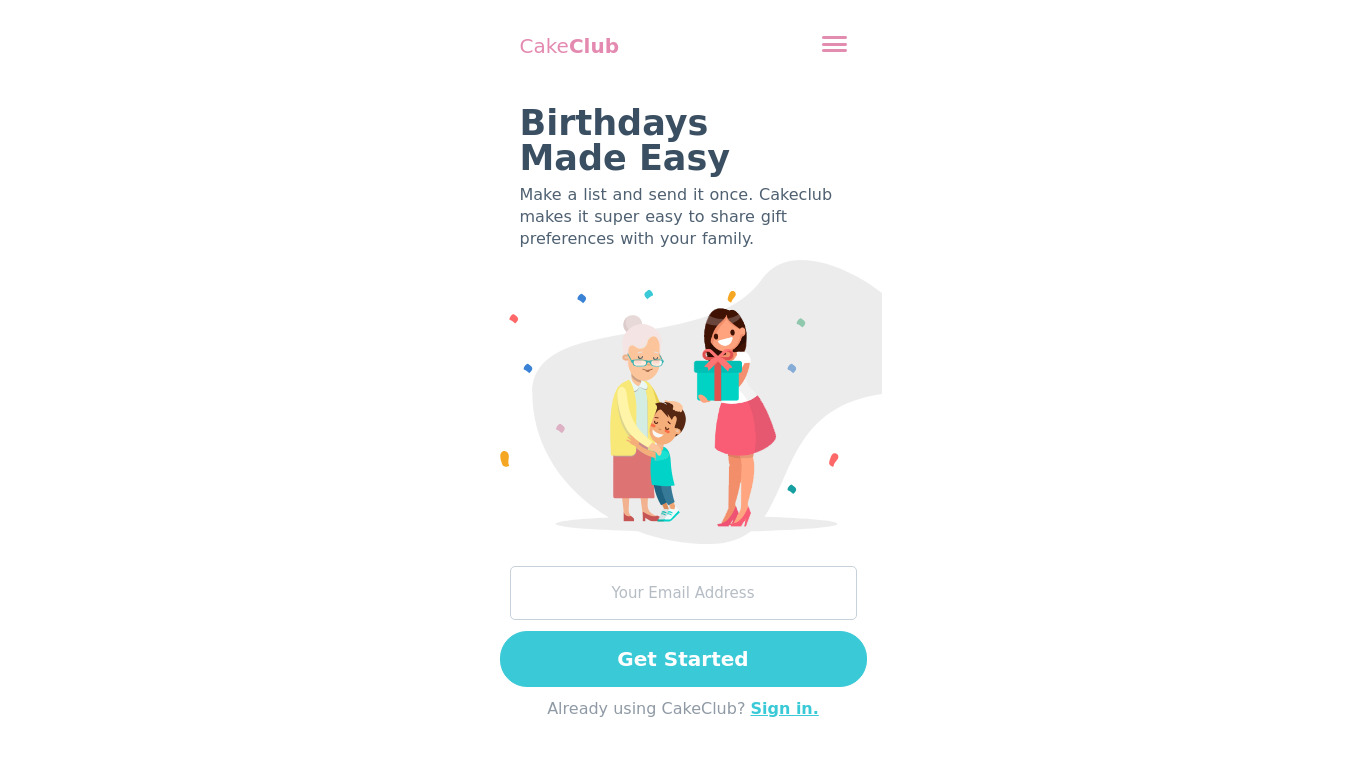 CakeClub Landing page