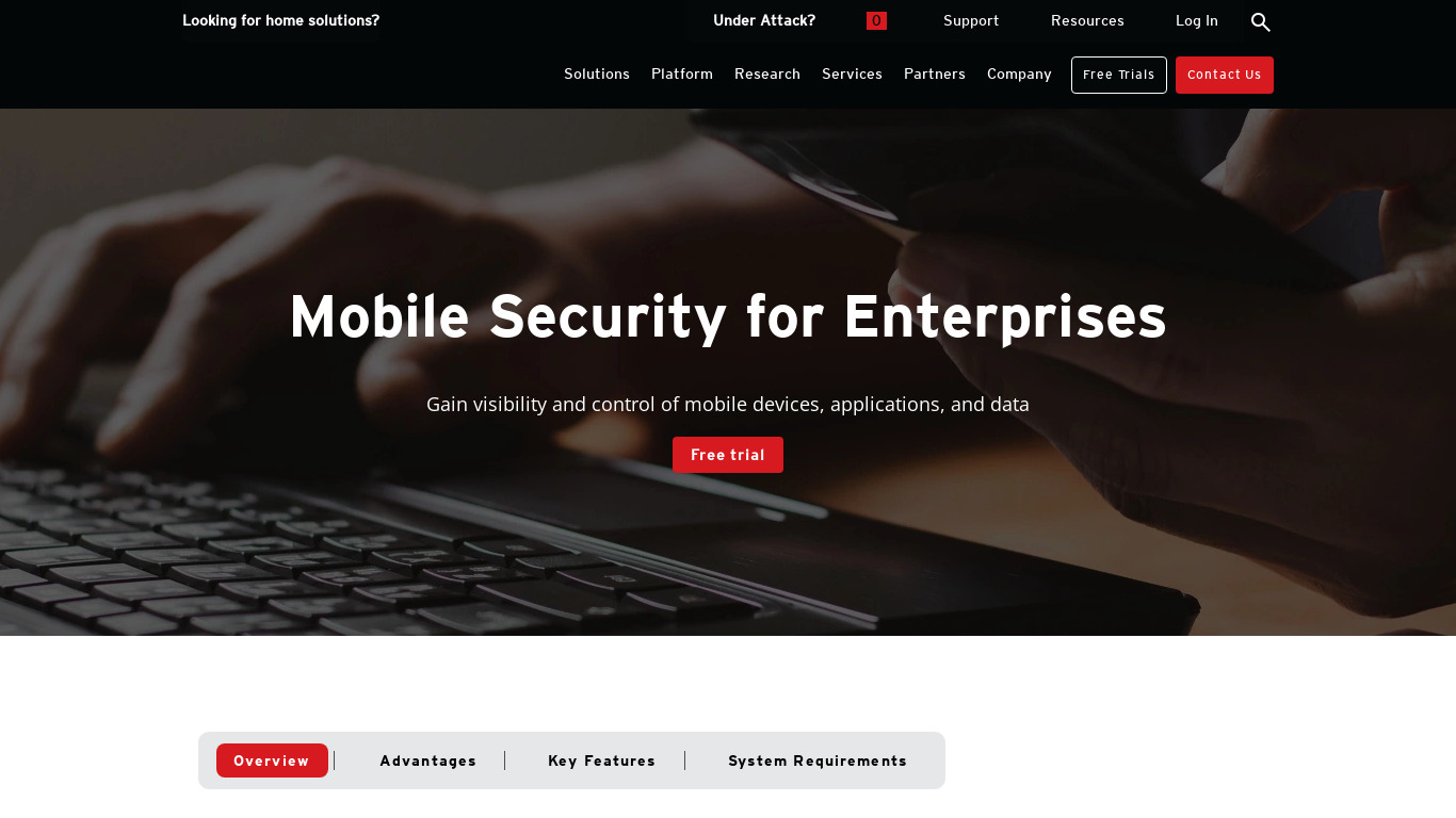 Trend Micro Mobile Security Landing page