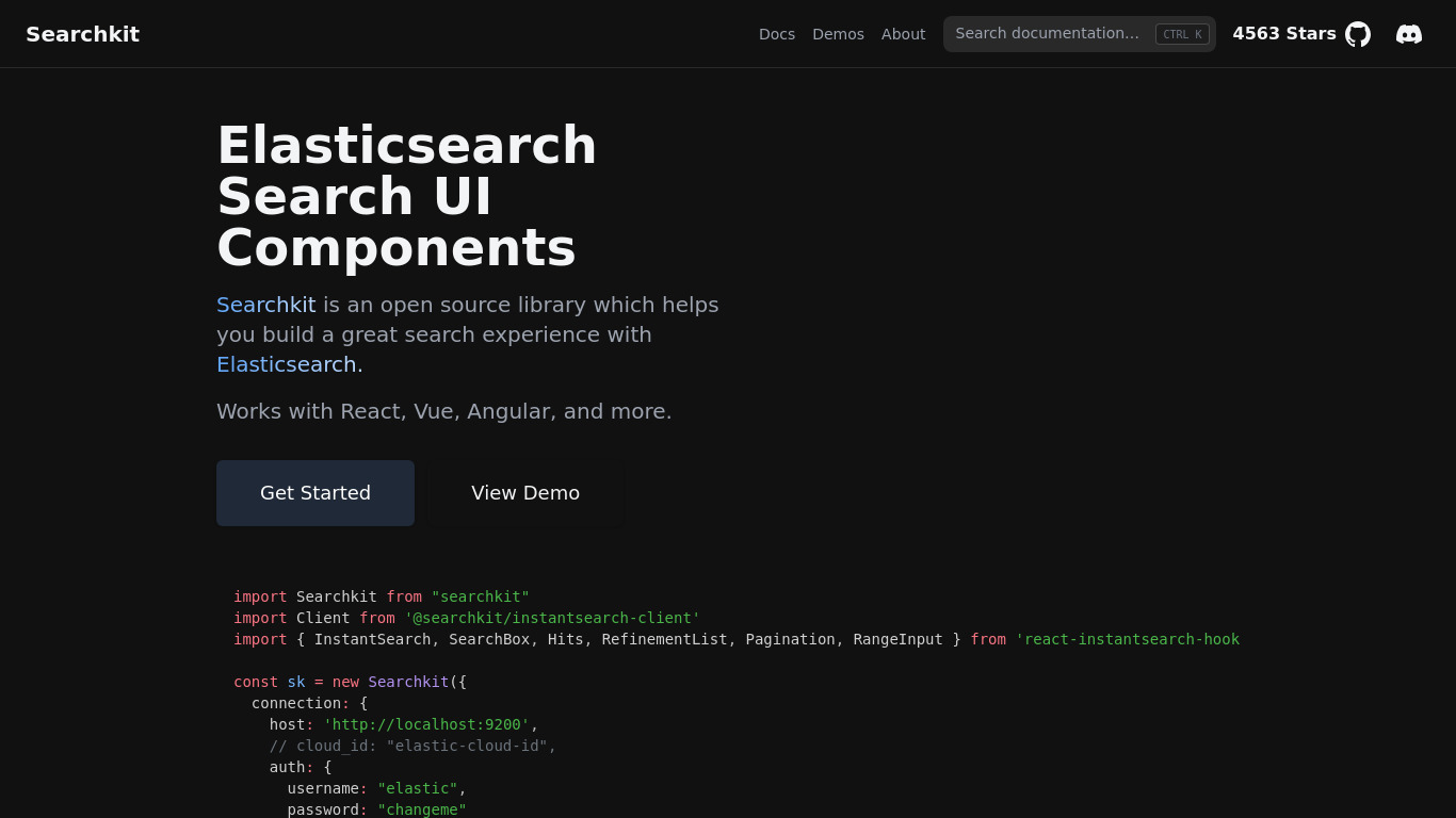 Searchkit Landing page