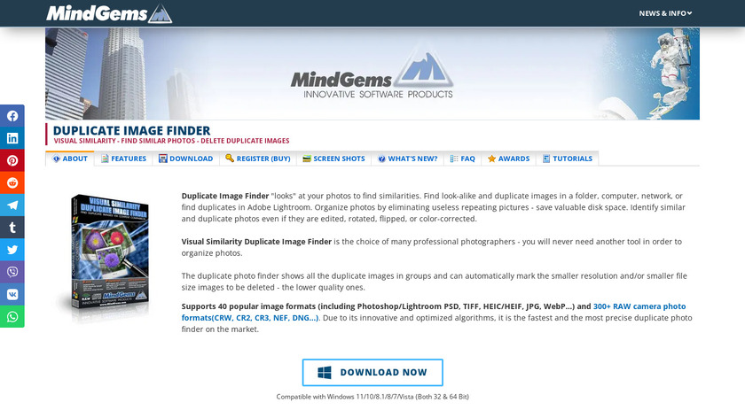 Visual Similarity Duplicate Image Finder Landing Page