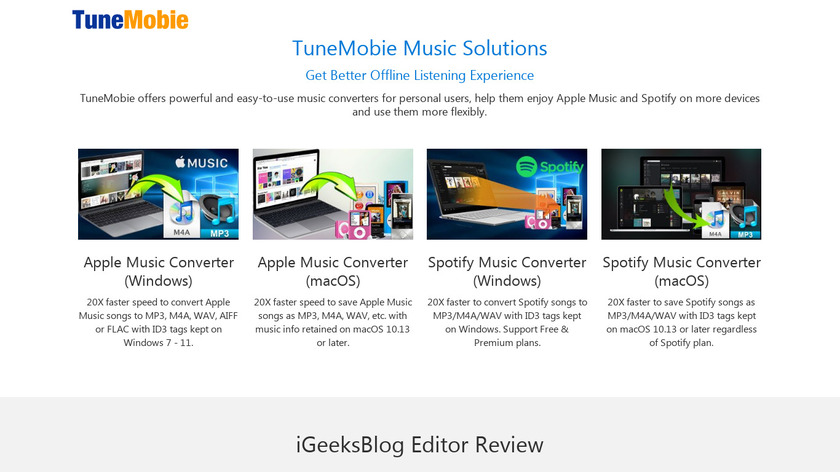 TuneMobie Apple Music Converter Landing Page
