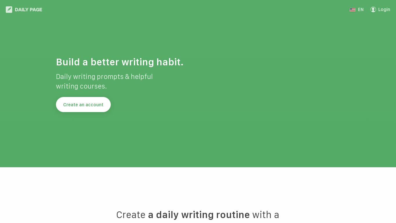 Daily Page Landing page