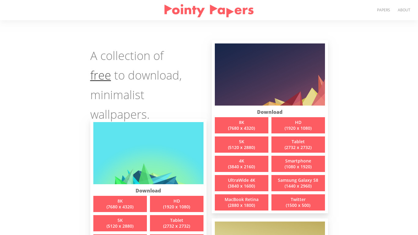 Pointy Papers Landing page