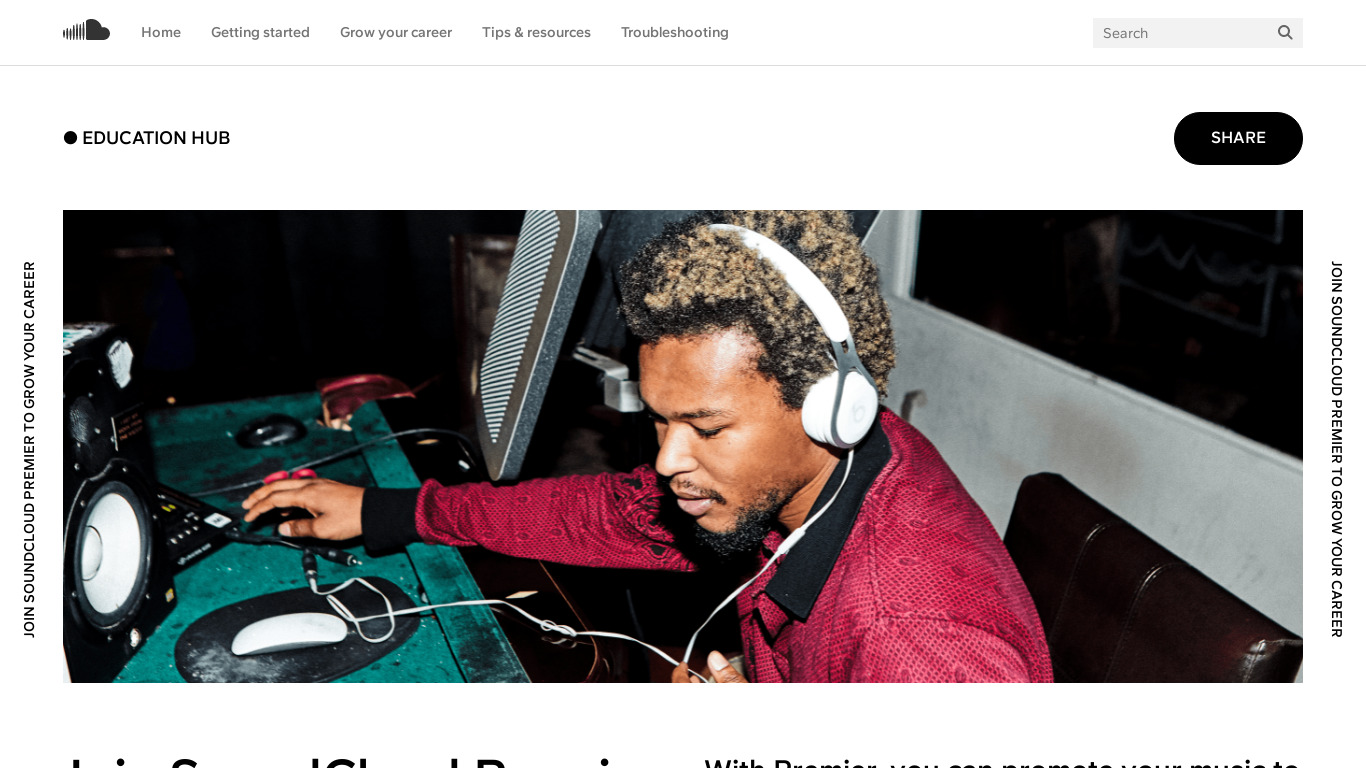 SoundCloud Premier Landing page