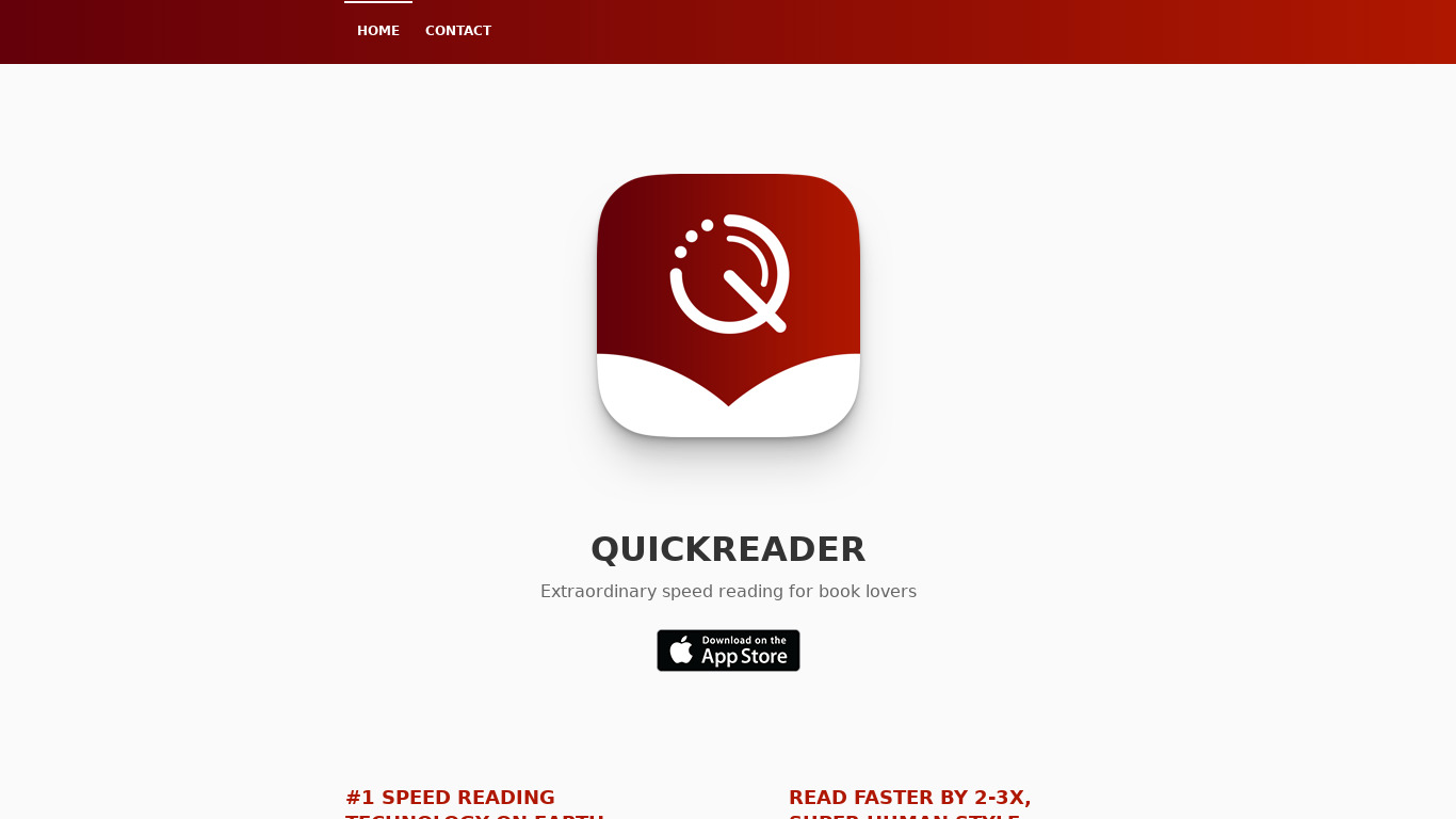 Quickreader Landing page