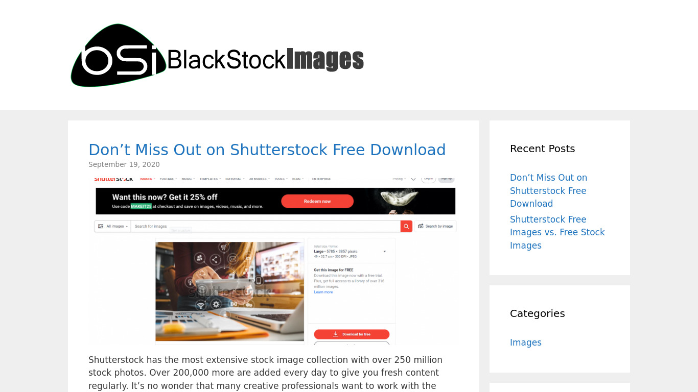 Black Stock Images Landing page