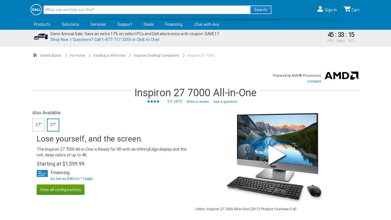 Dell Inspiron 7000 Landing page