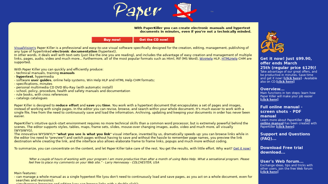 Paper Killer Landing page