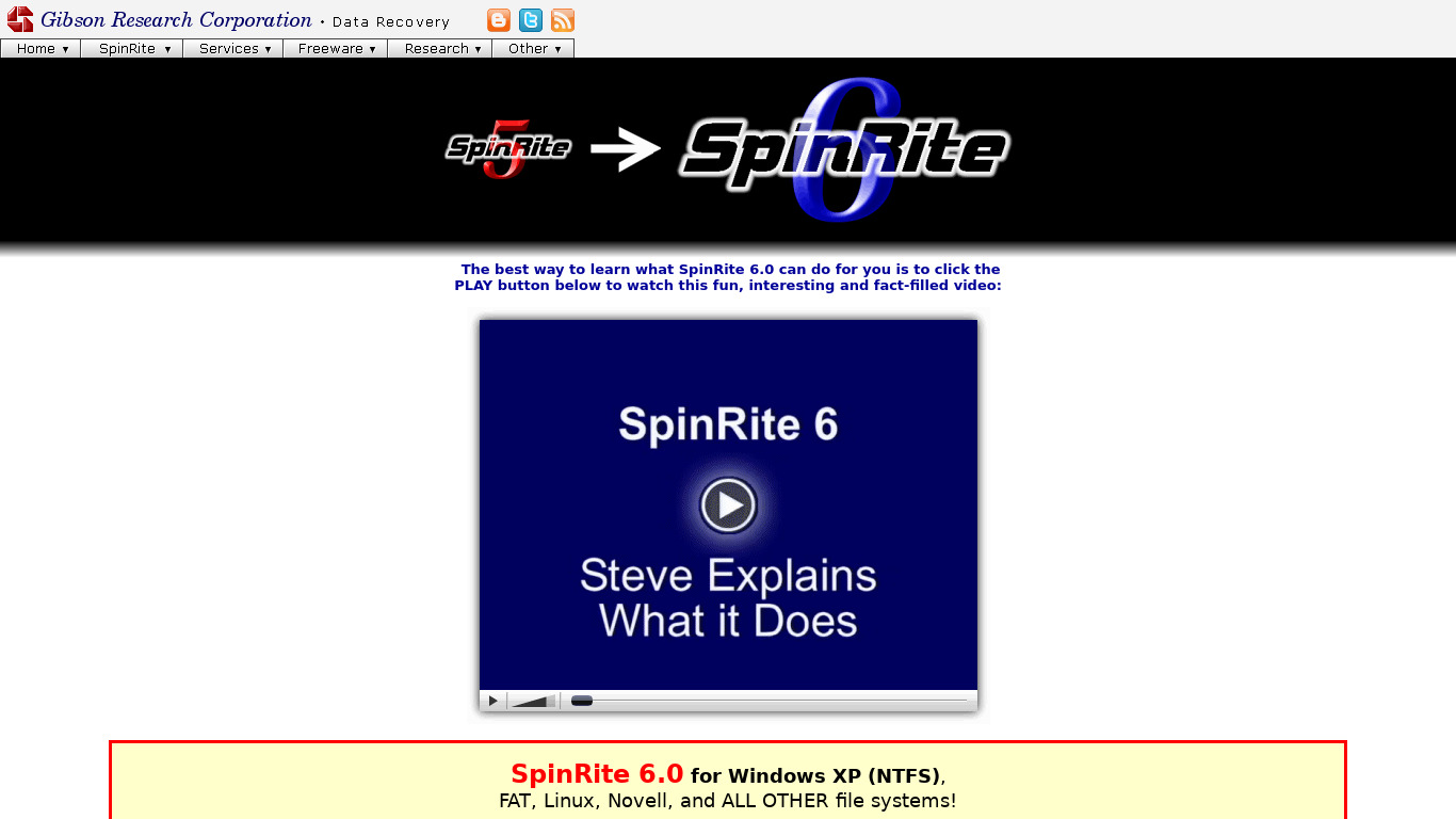 SpinRite Landing page