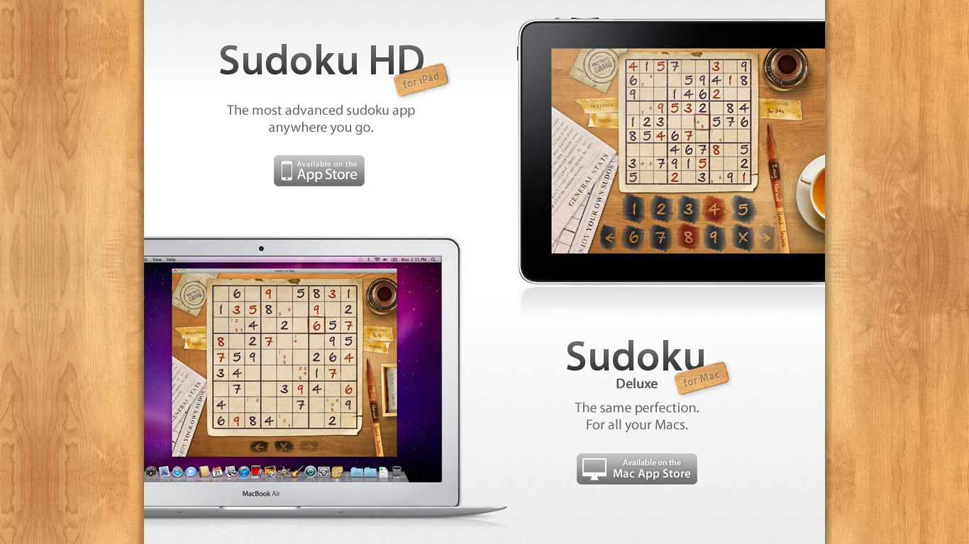 Sudoku HD for iPad Landing page