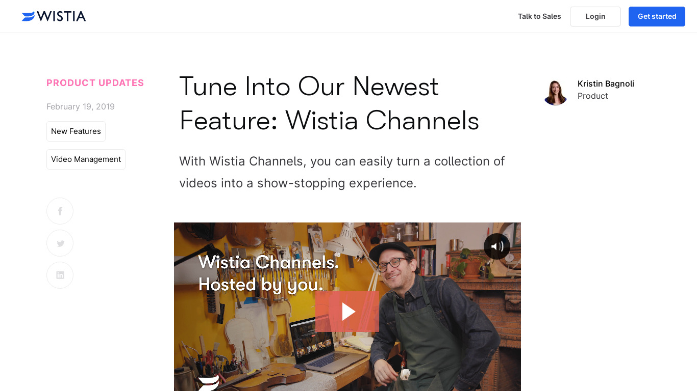 Wistia Channels Landing page